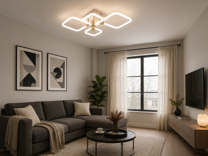 Lustra LED decorativă cu lumină reglabila, Model 26077/2+2FGD+WH