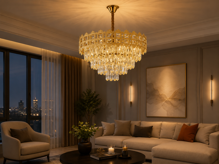 Candelabru auriu 70065-500 GD cu 8 socluri E27 – Design modern pentru spații elegante