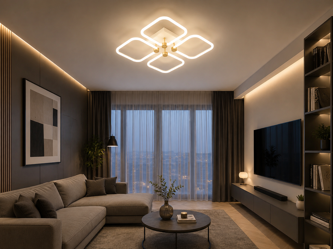 Lustra LED moderna cu design geometric – Model 26077/4FGD+WH