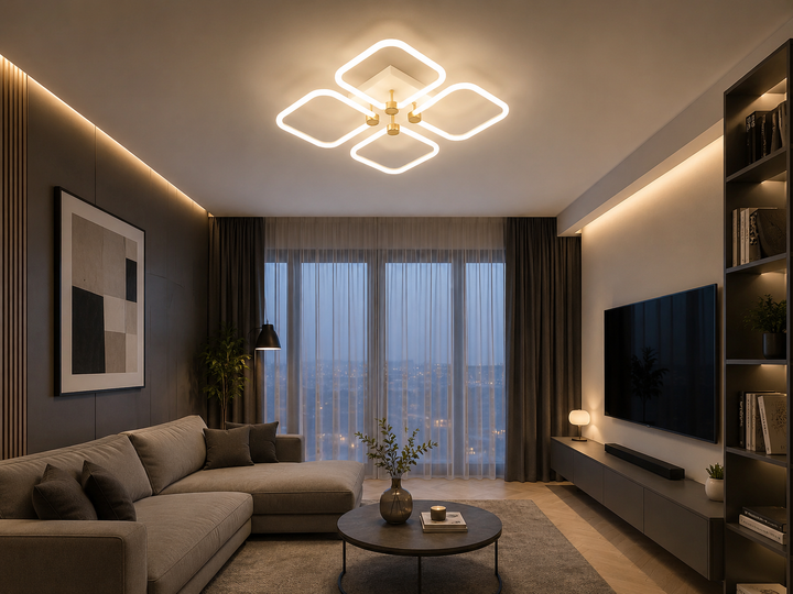 Lustra LED moderna cu design geometric – Model 26077/4FGD+WH