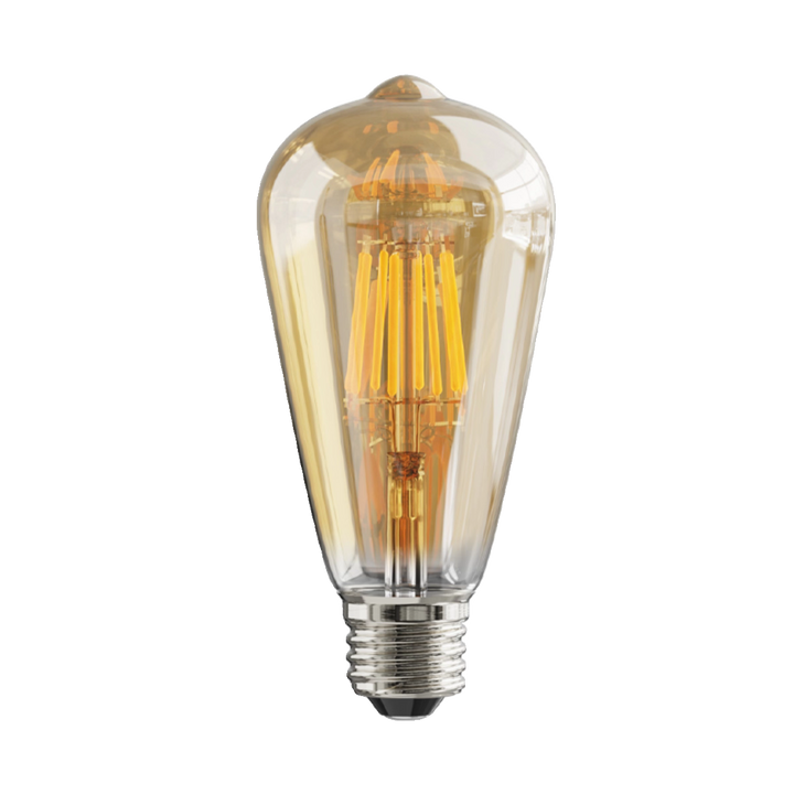 Bec LED ST64, 8W, E27, sticlă chihlimbar