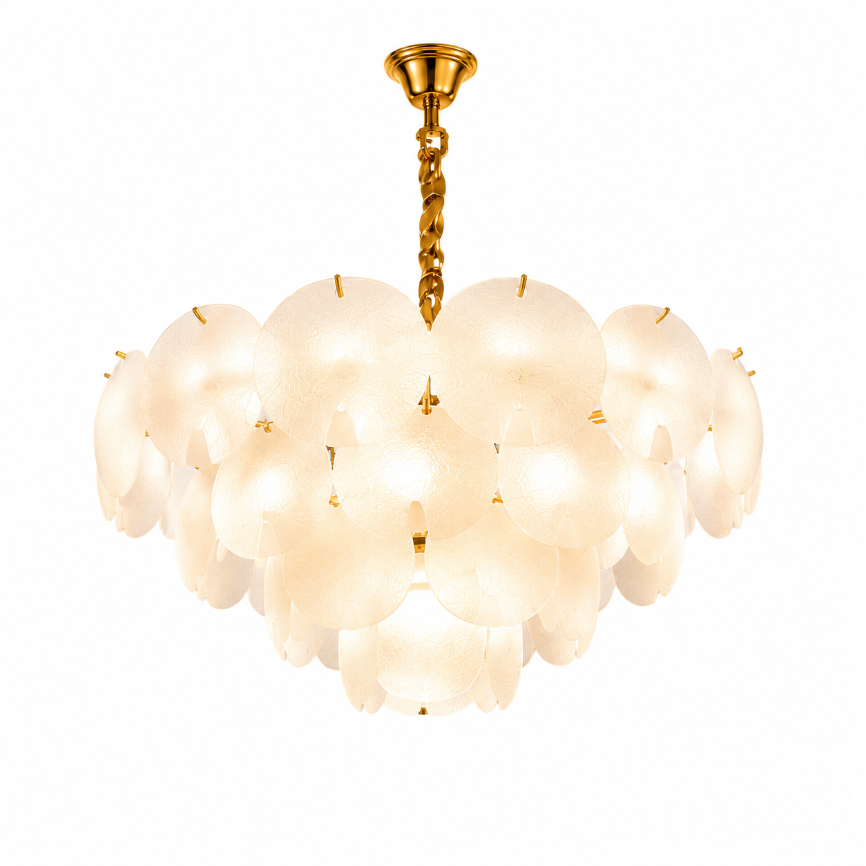 Candelabru modern cu sticlă mată, 8 becuri E27, Ø50 cm, H30 cm, model 5867/500 TB