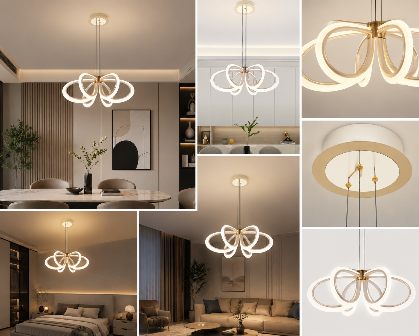 Pendul LED auriu 2808/6FG – 144W, 3300K-6500K, telecomandă inclusă