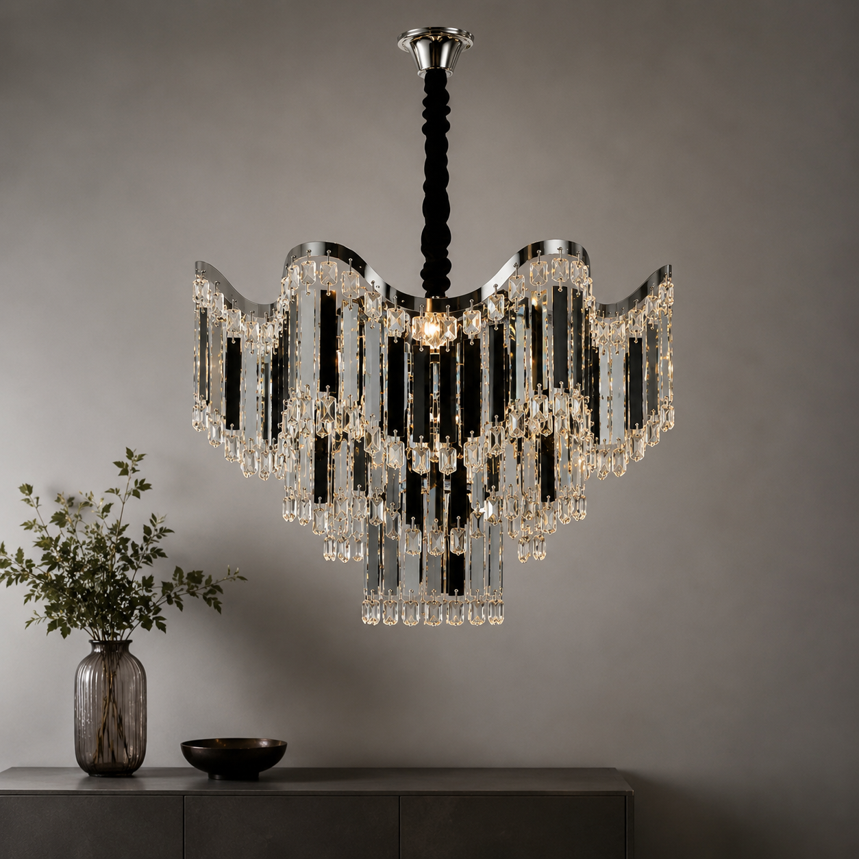 Candelabru modern, Ø600×H556 mm, E27 max 60W × 12, model 78012/600 CH