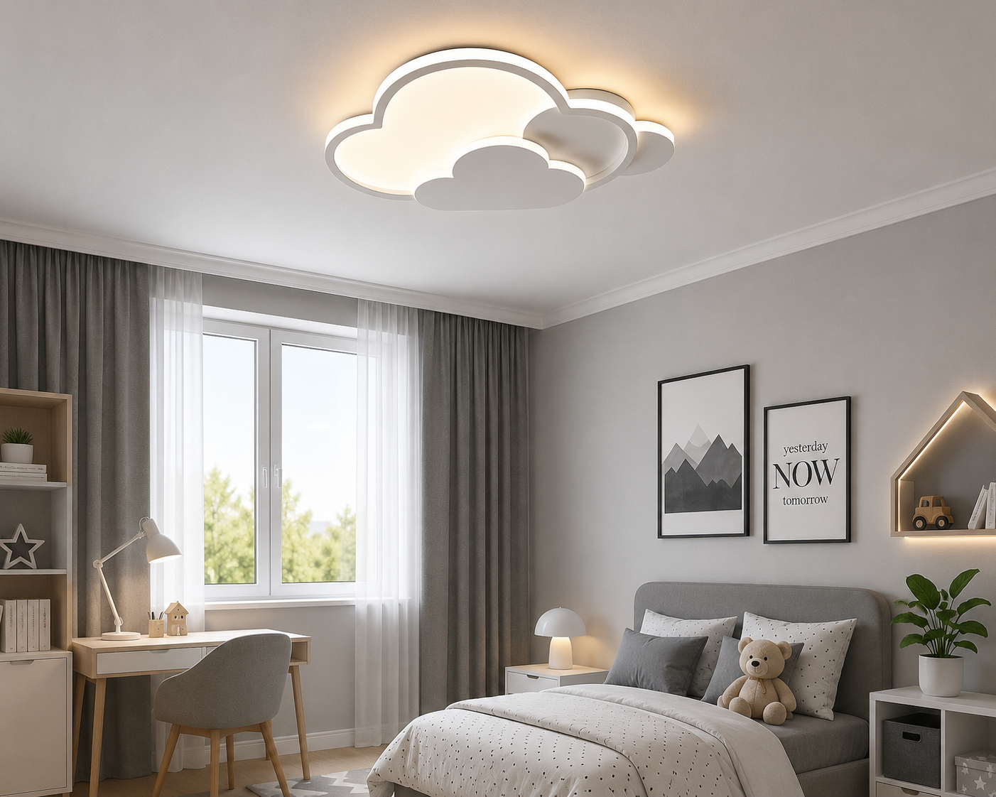 Lustra LED cu telecomanda 2x43W, lumină reglabilă 3000K–6500K, 500×350×80 mm, finisaj alb modern