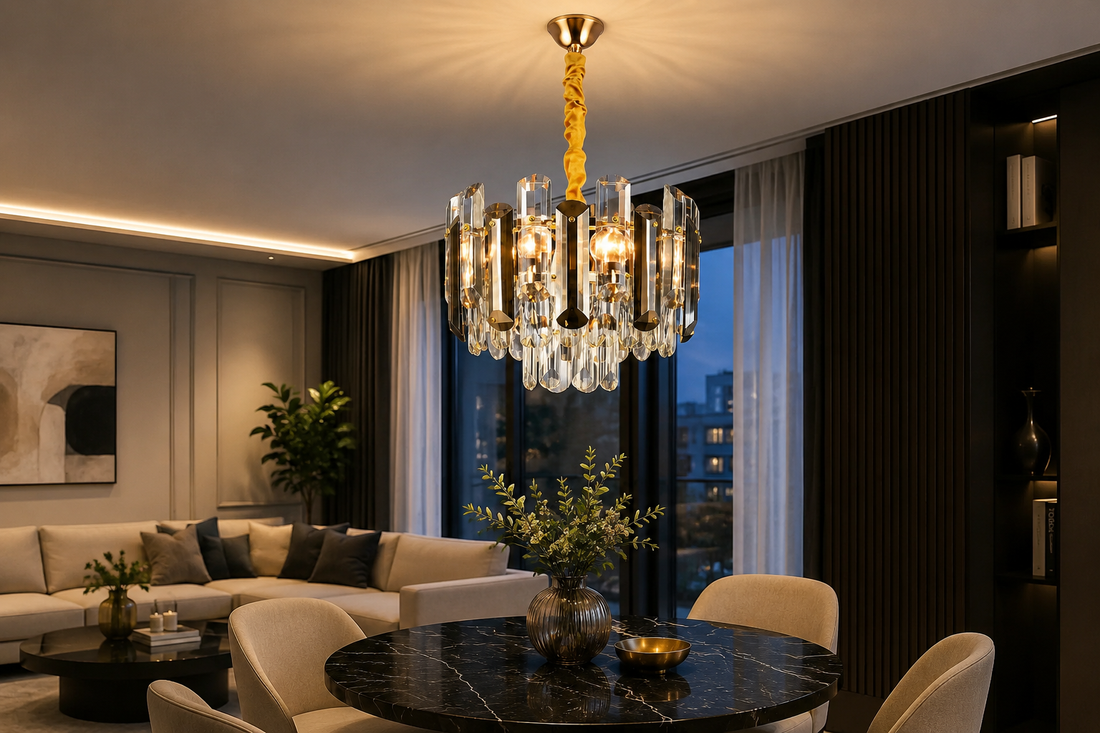 Candelabru cu cristale Ø300 mm, 4xE27, temperatură 2800–6500K – model 9029/300