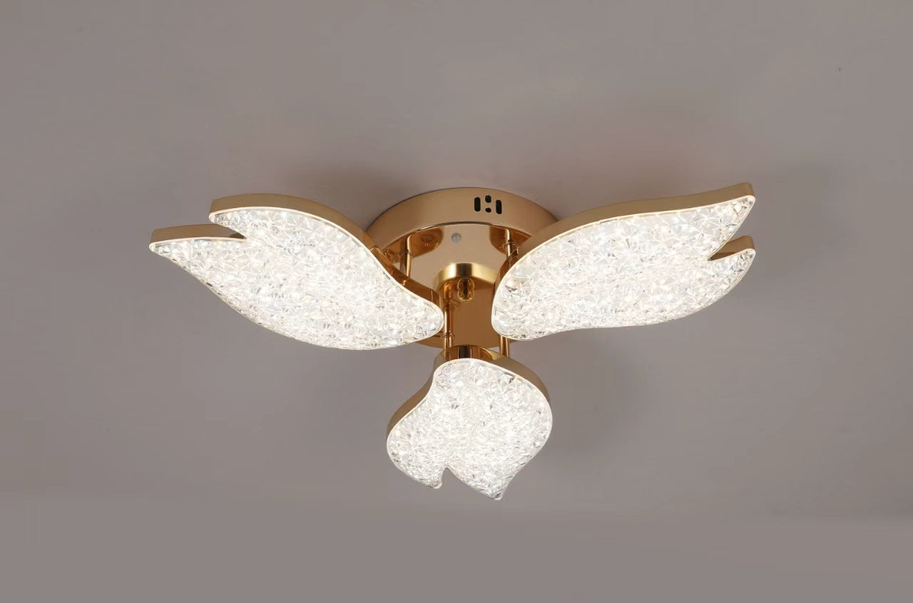 Lustra LED moderna cu 3 aripi acrilice, 60W, dimabilă cu telecomandă, Ø54 cm, model 9141/3 FGD