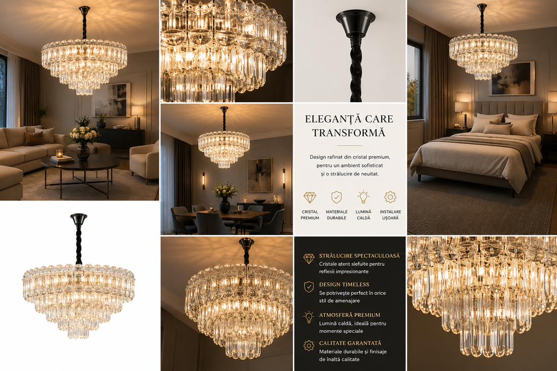 Candelabru auriu 7058-600 GD cu 10 socluri E27, design elegant pentru iluminat decorativ
