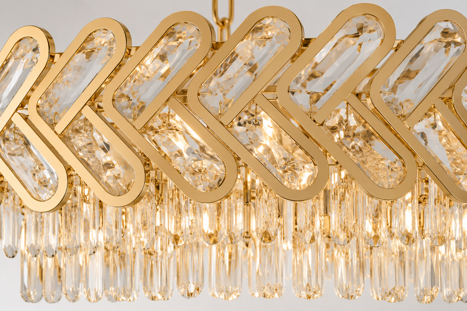 Candelabru Auriu Cristal 10 Becuri E27, Ø500 mm, Design Modern cu Elemente Geometrice, Fara Telecomanda