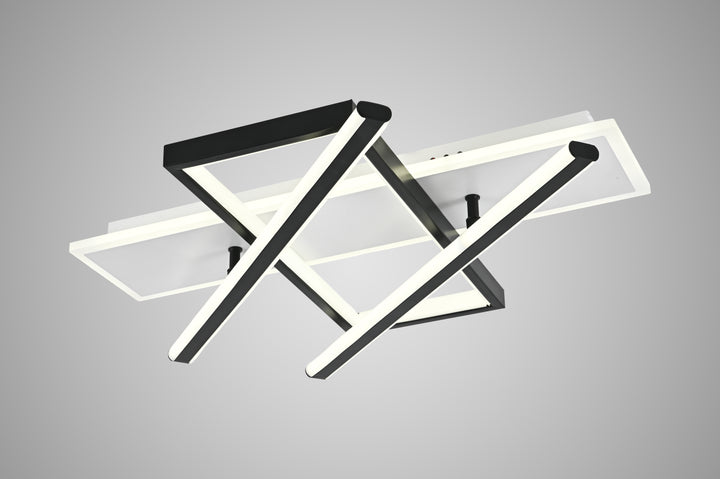 Lustră LED modernă cu telecomandă, 144W, lumină reglabilă 3000–6500K – model 9390/4T WH+BK