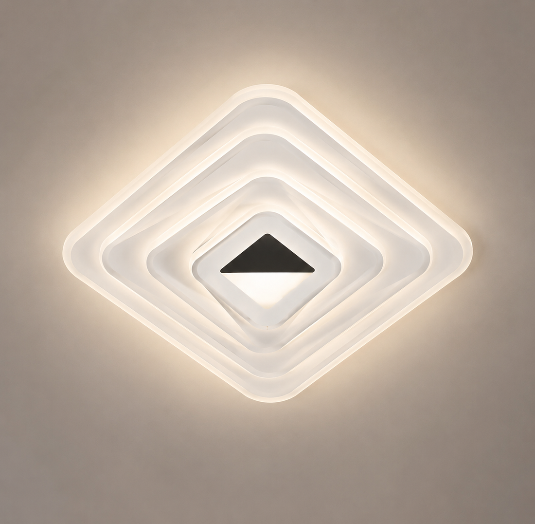 Plafoniera LED 3D Infinity 118W cu Telecomandă, Temperatură Reglabilă 3000K–6500K, Design Modern Pătrat – DZ8-400