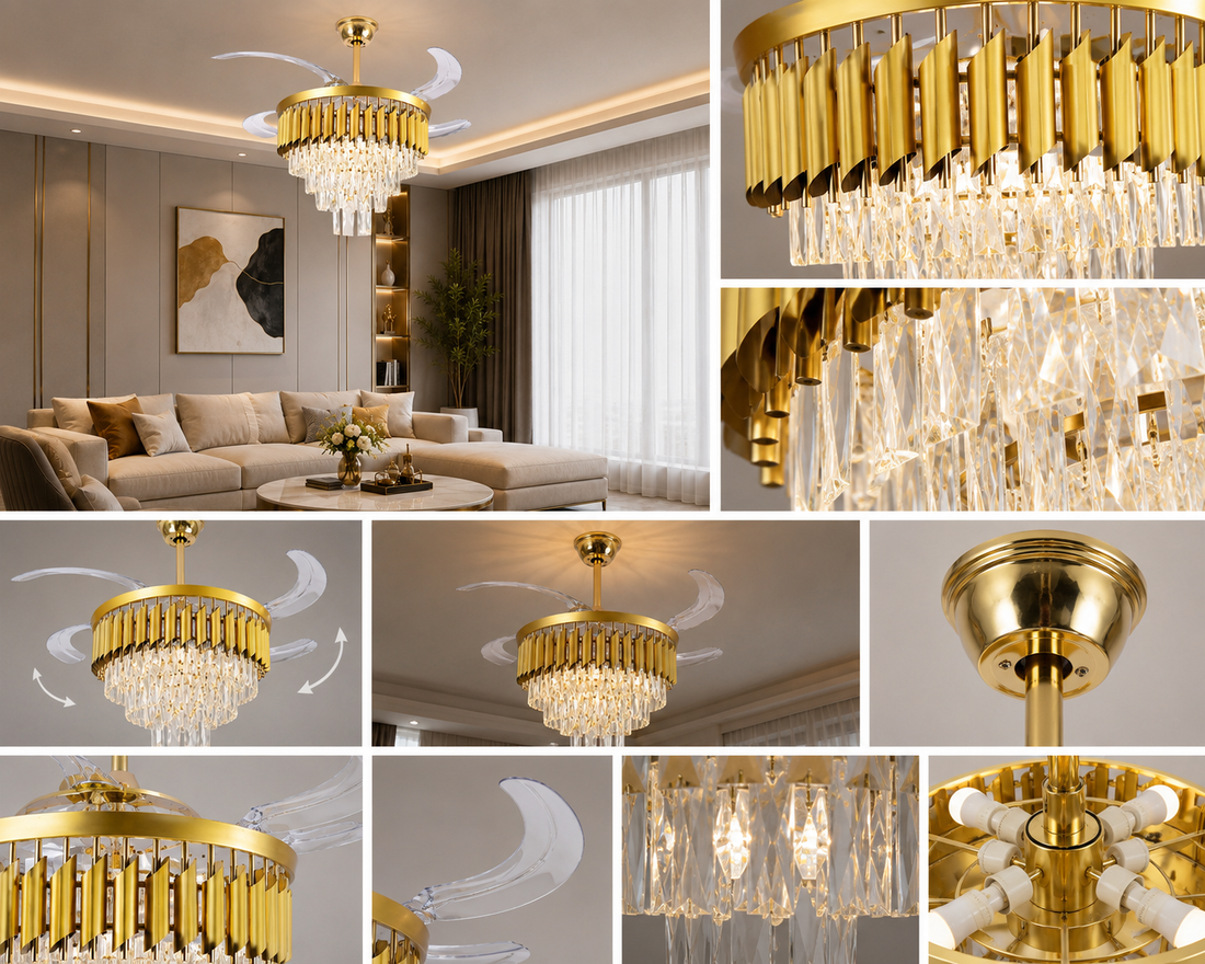 Candelabru cu Ventilator LED și Telecomandă – F9001/500 FGD, 96W
