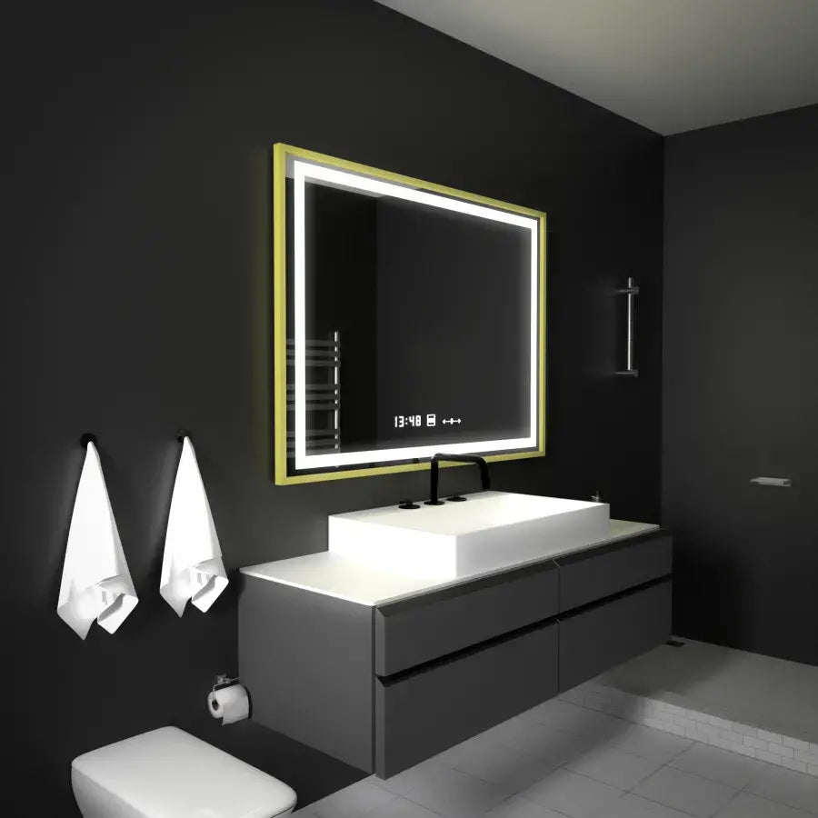 Oglinda LED Senzor Levianth 100x80 cm cu Dezaburire, Ceas și Temperatură