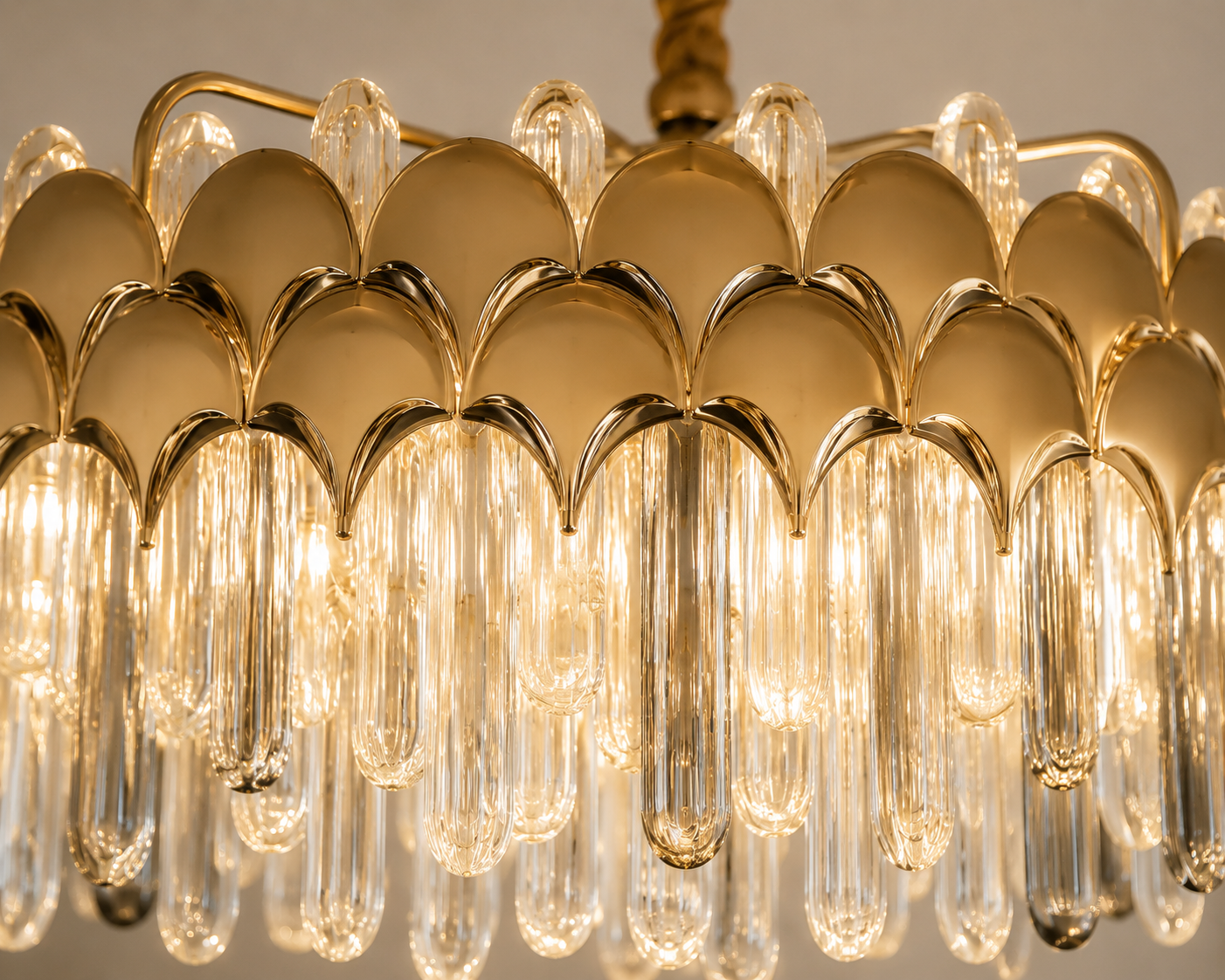 Candelabru Ø380×H285 mm, LED 144W, design cu cristale lungi și structură aurie modernă 98093/400