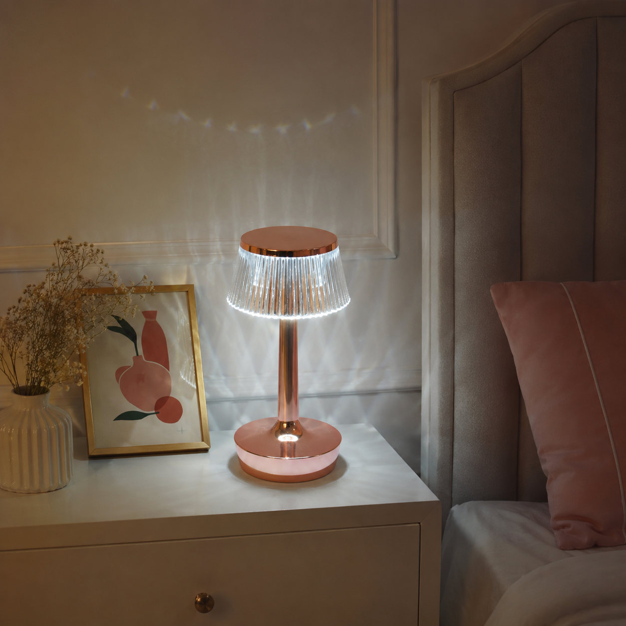 Veioza de masă LED portabilă ML-2058, 3W, lumină reglabilă 2800–6500K, autonomie 5–8h, baterie 1200mAh