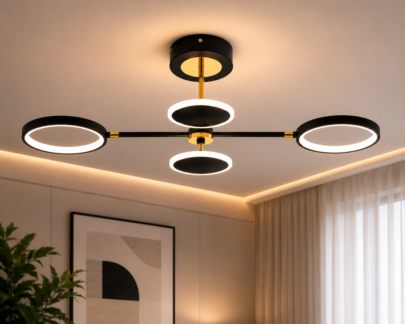 Lustra LED cu telecomanda, 2 × 30 W, 860 × 470 mm, temperatură reglabilă 2800–6500 K – model SX8720A/4