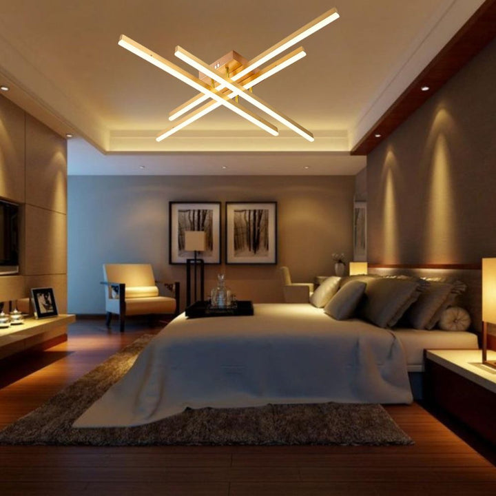 Lustra LED pătrată aurie 9794/4FG– 112W, lumină reglabilă 3000-6500K