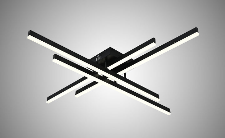 Lustră LED tavan modernă 9794/4BK, 112W, 850×850 mm, lumină reglabilă 3000–6500K, cu telecomandă
