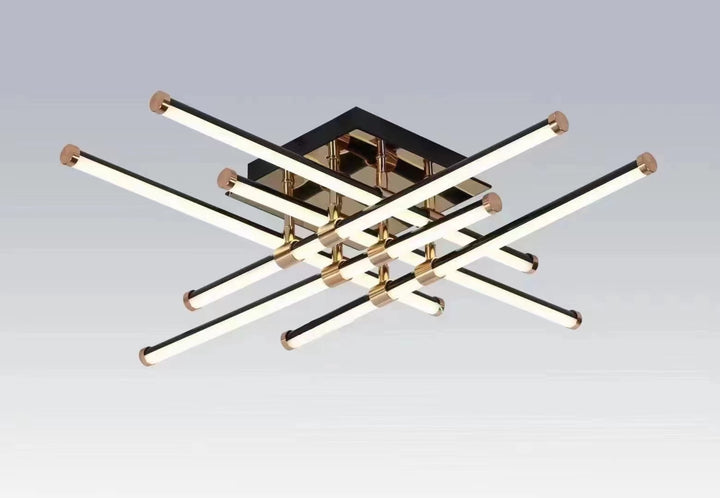 Lustră LED decorativă 9803/6BK, 224W, 1200×1200×105 mm, lumină reglabilă 3000K–6500K, telecomandă inclusă