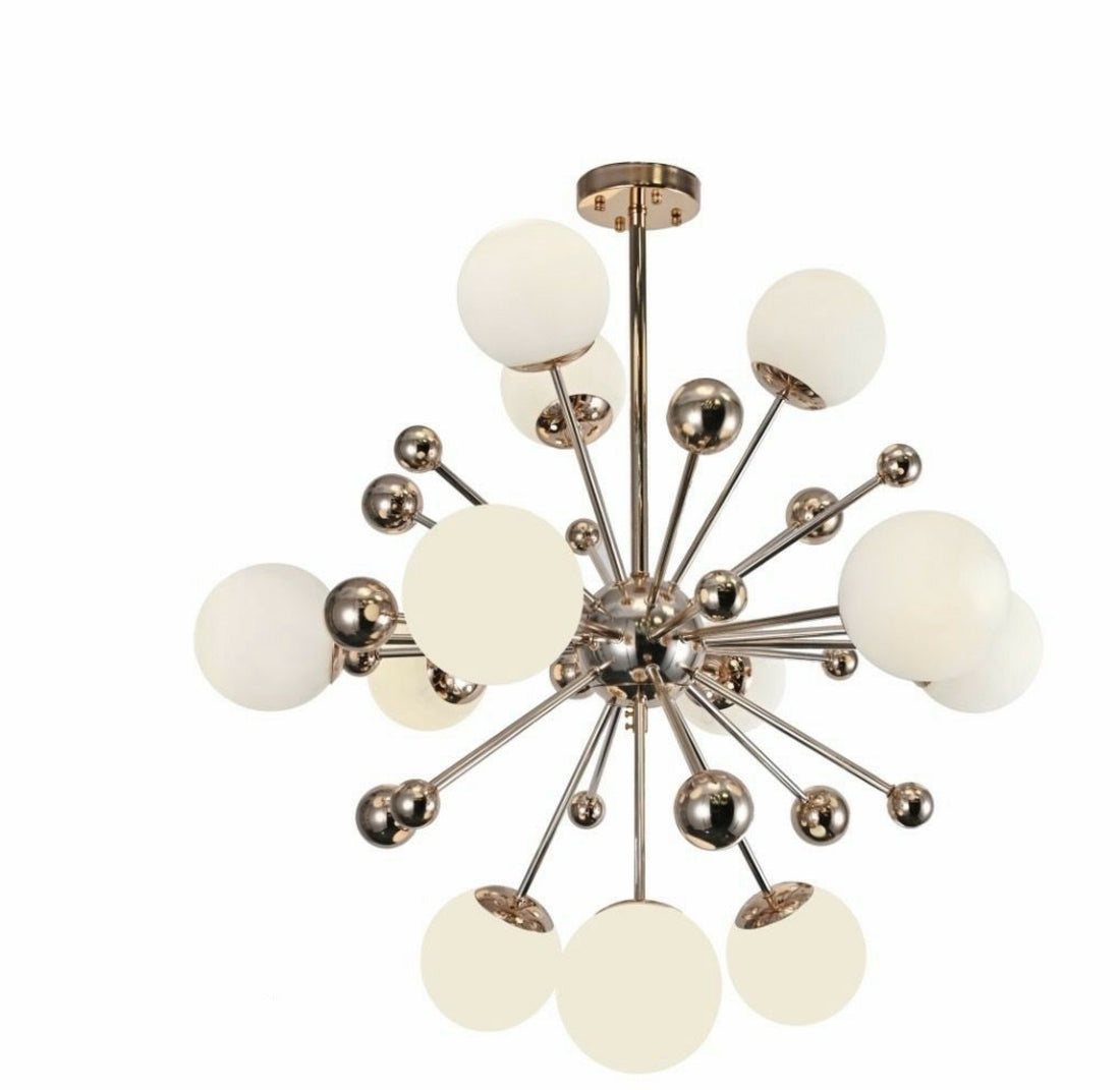 Lustra LED Ø770×H780 mm, 12 becuri E27,  structură aurie grandioasă