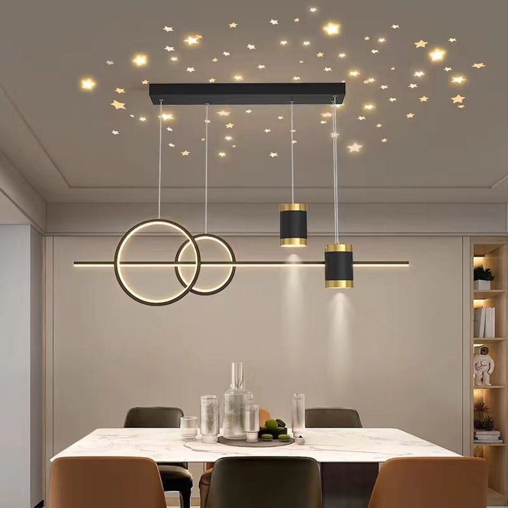 Pendul LED negru-auriu 9840/5BK+EPGD – 120W, lumină reglabilă, telecomandă inclusă