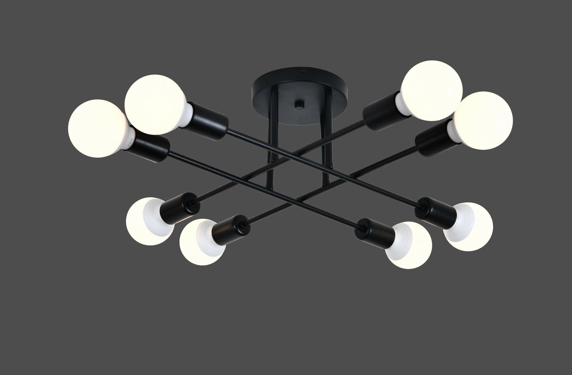 Lustra LED modernă neagră cu 8 becuri – Design minimalist E27 – 9855-8