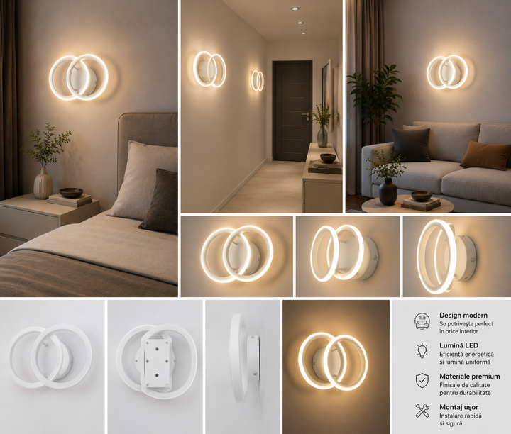 Aplica LED Alba  7138 WH, 36W, 2800–6500K, 17x25cm