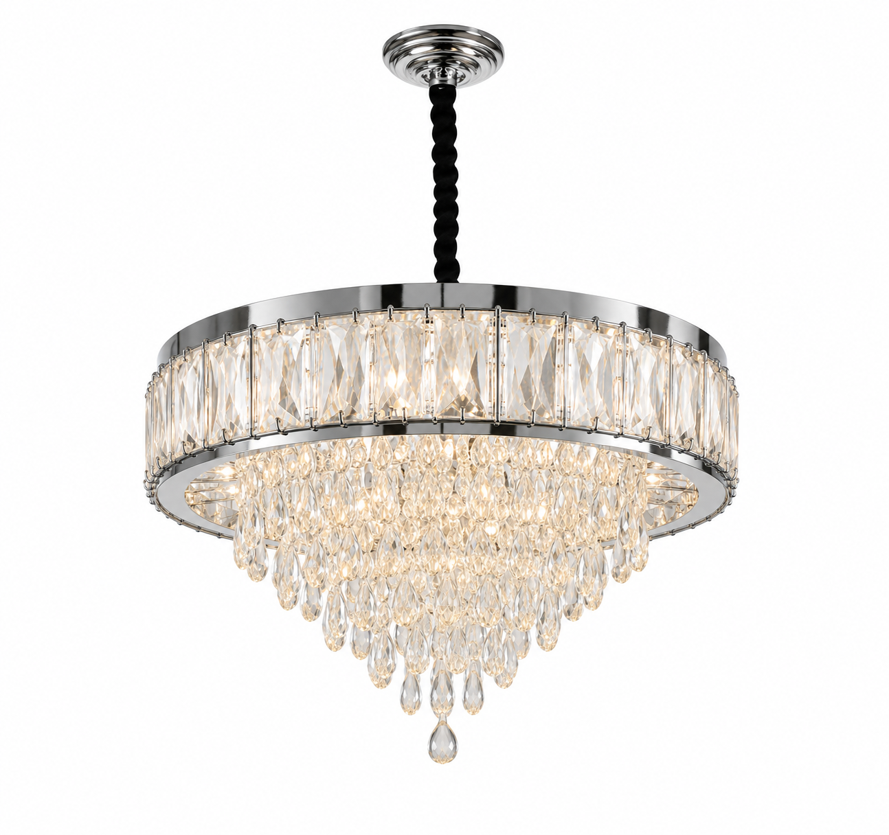 Candelabru LED cu Cristale Ø500 – 112W, cu Telecomandă | Model 2960-500