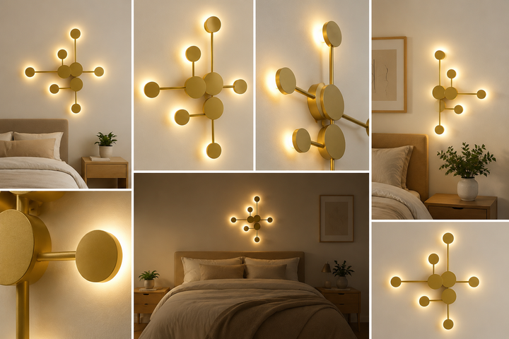 Lustra LED aurie, design geometric, 36×2W, 860×770×40 mm,L71086/3+3GD
