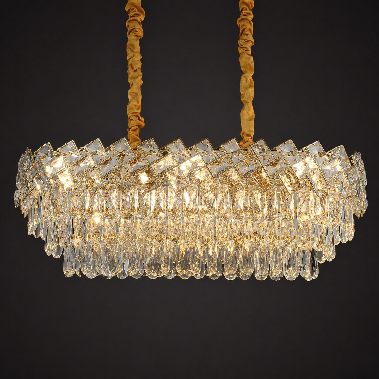 CANDELABRU RECTANGULAR CU CRISTALE 8650/800+300, 8 × 60W