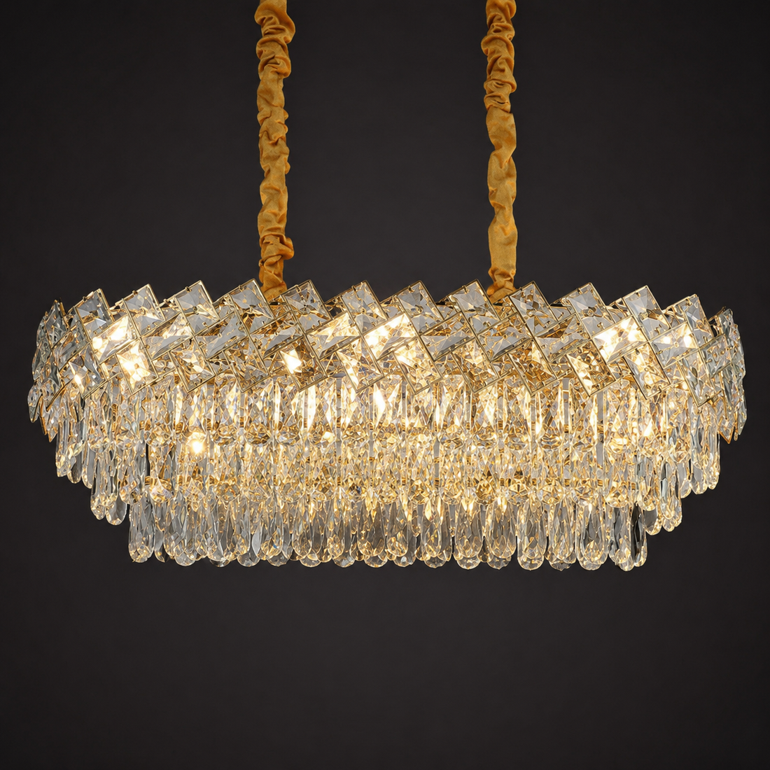 CANDELABRU RECTANGULAR CU CRISTALE 8650/800+300, 8 × 60W