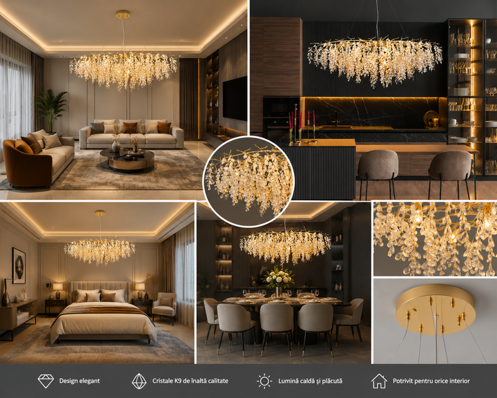 Candelabru  decorativ cu 10 becuri E14 – Model 27096/1200+550 OG+FGD