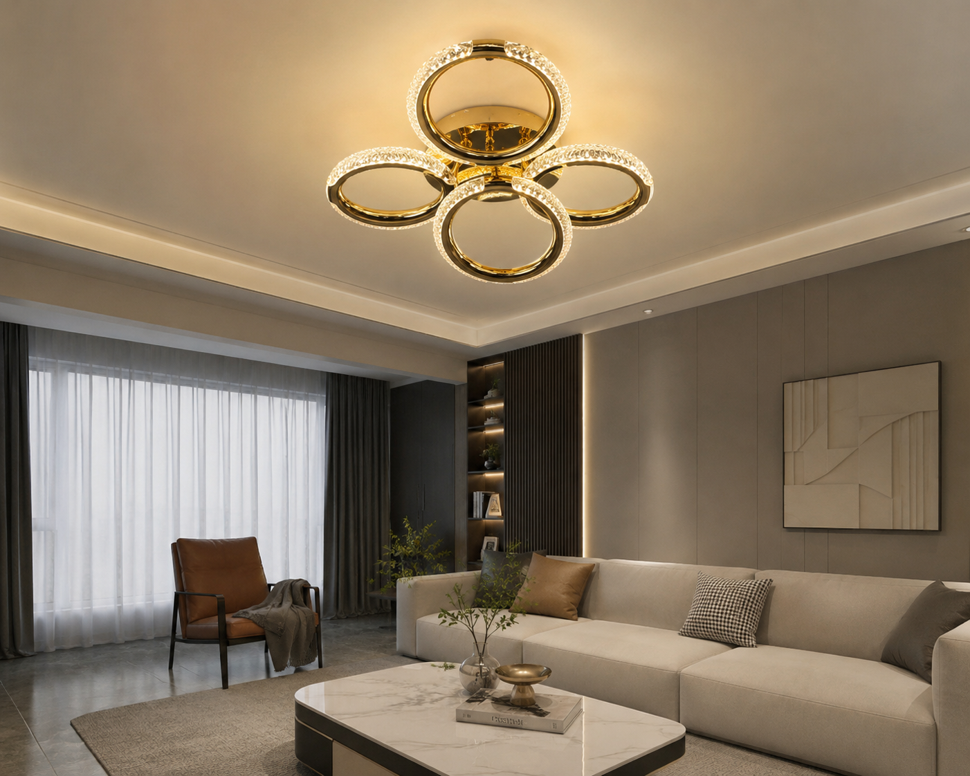Lustra  LED P011-2+2 FGD Auriu Lucios-60W