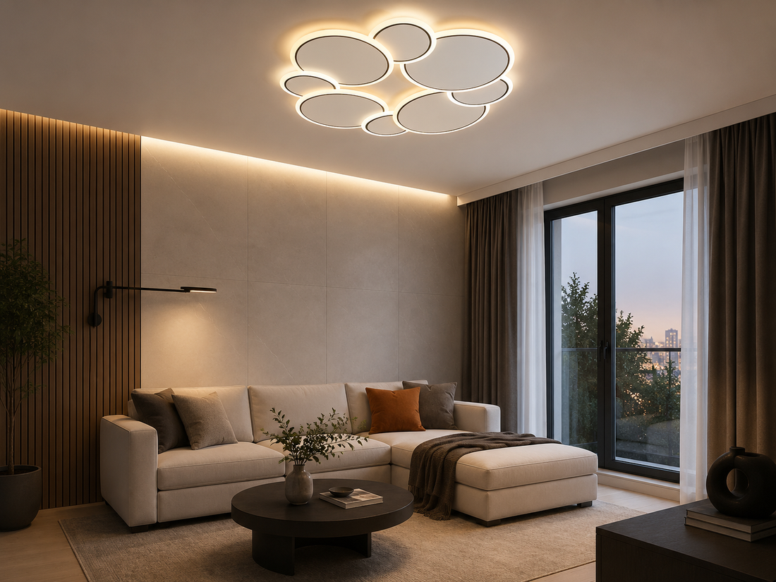 Lustra LED moderna cu lumina reglabila, model 26075/4+4WH+BK