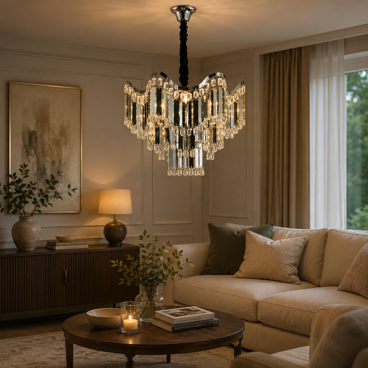 Candelabru modern, Ø450×H440 mm, 7 becuri E27, model 78012/450 CH