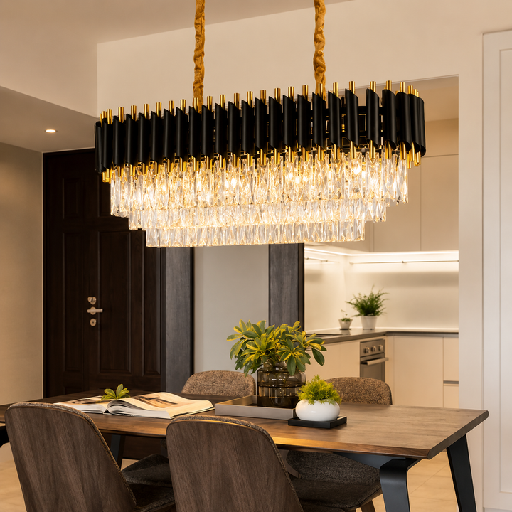 Candelabru rectangular cu cristale 9001, 8 × 60W