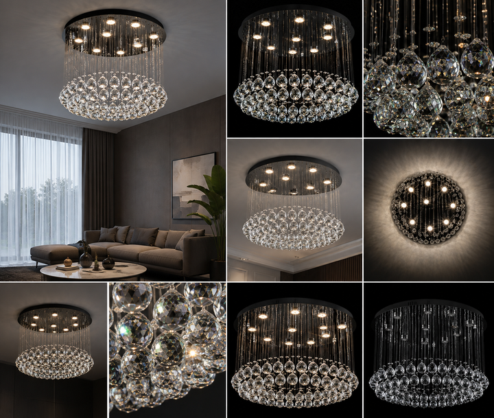 Candelabru LED cu cristale, 600×600×430 mm, 45W, 4000K, 6005/9