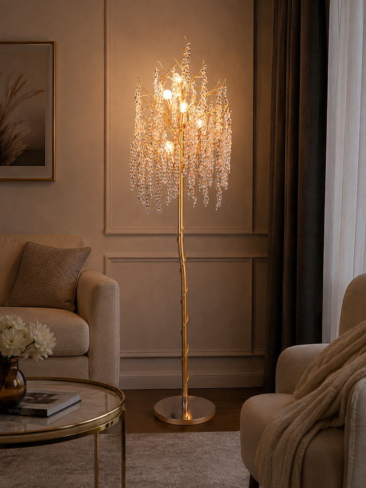 Lampadar decorativ auriu, 400×400×1750 mm, 6×E27 max 60W, model 68253/6B
