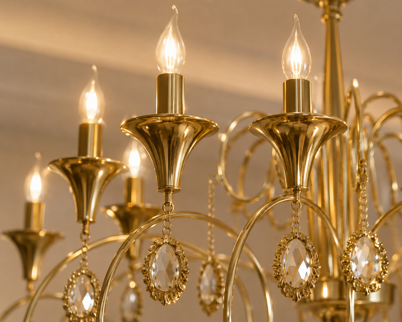 CANDELABRU CU 8 BRAȚE E14, CUPRU ANTIC, Ø450×H430 MM, DESIGN CLASIC CU CRISTALE DECORATIVE 20317/8