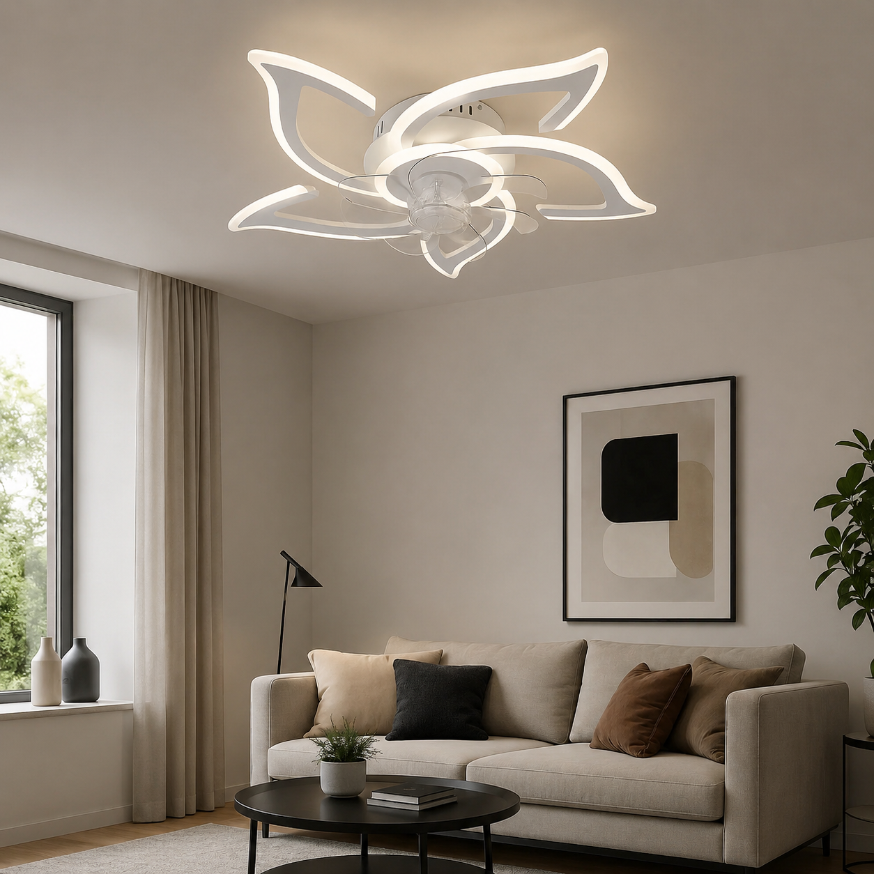 Lustra LED cuVentilator si  telecomanda – 94W, D685xH120 mm, Alb, 3000–6500K 26143/5