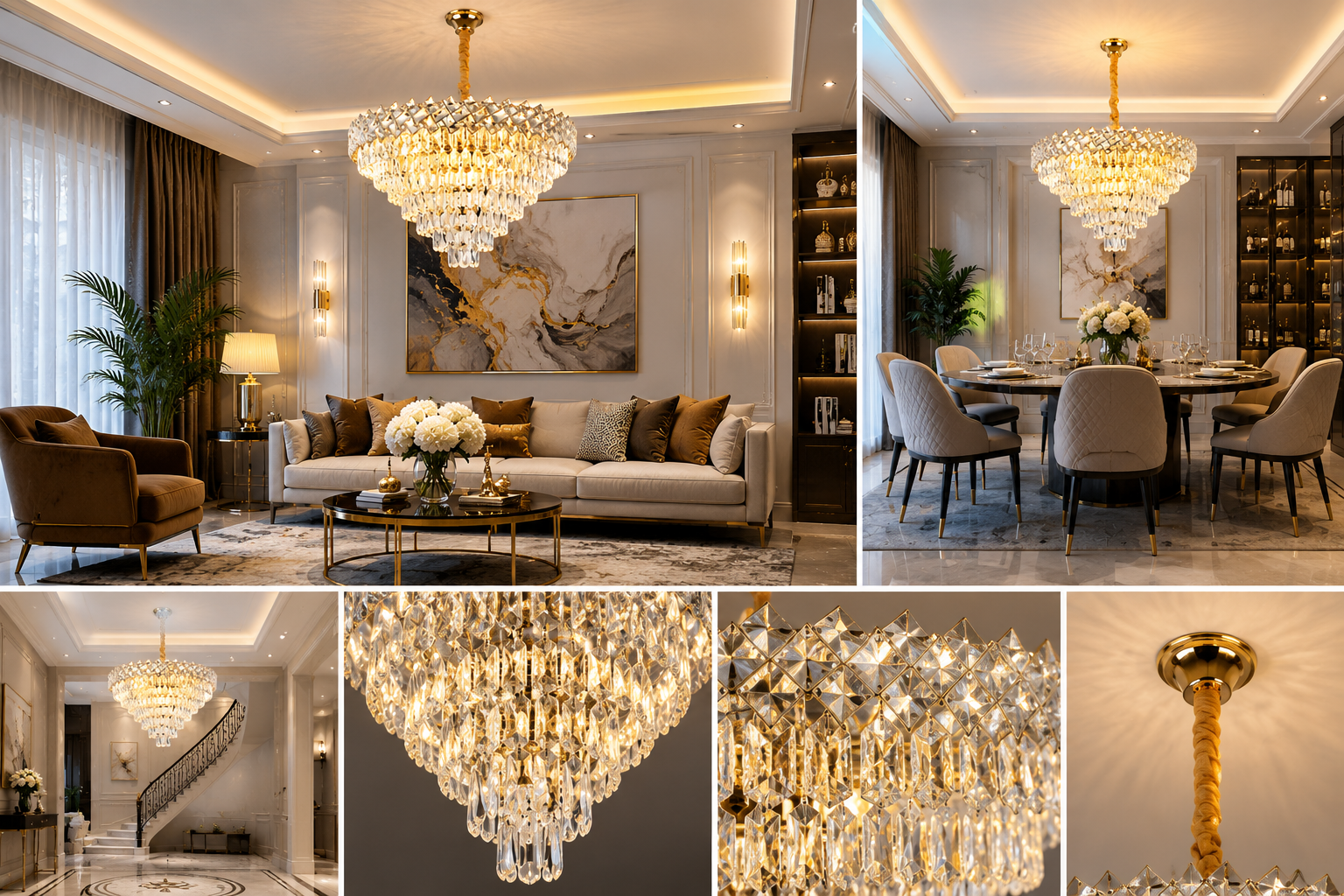 Candelabru Lux Cristal Auriu –8650/600 | Ø60 cm, 9x E27