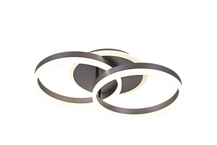 Lustră LED modernă 96W, Ø500×H300 mm, lumină reglabilă 3000K–6500K, telecomandă 2.4G, finisaj NEGRU