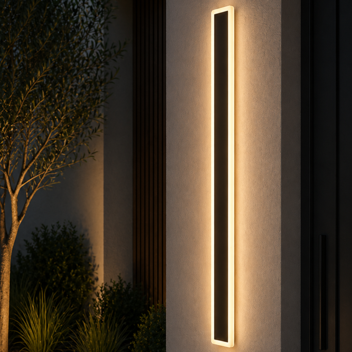 APLICA EXTERIOR verticala de perete, 32W, lumina calda 3000K, 1200×80×41 mm, finisaj negru mat