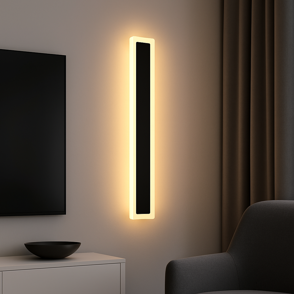 APLICA  EXTERIOR  verticala, 16W, lumină caldă 3000K, 600×80×41 mm, finisaj negru mat