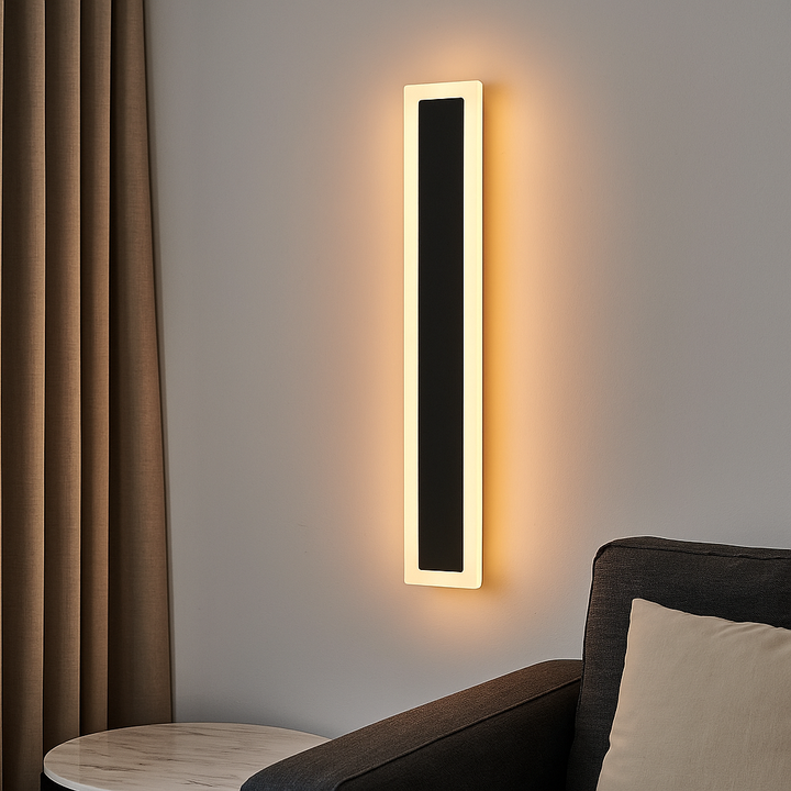 APLICA EXTERIOR verticala, 25W, lumină caldă 3000K, 900×80×41 mm, design modern negru mat