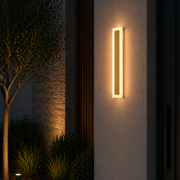 Aplica exterior, 16W, lumina calda 3000K, 600×80×41 mm, finisaj auriu