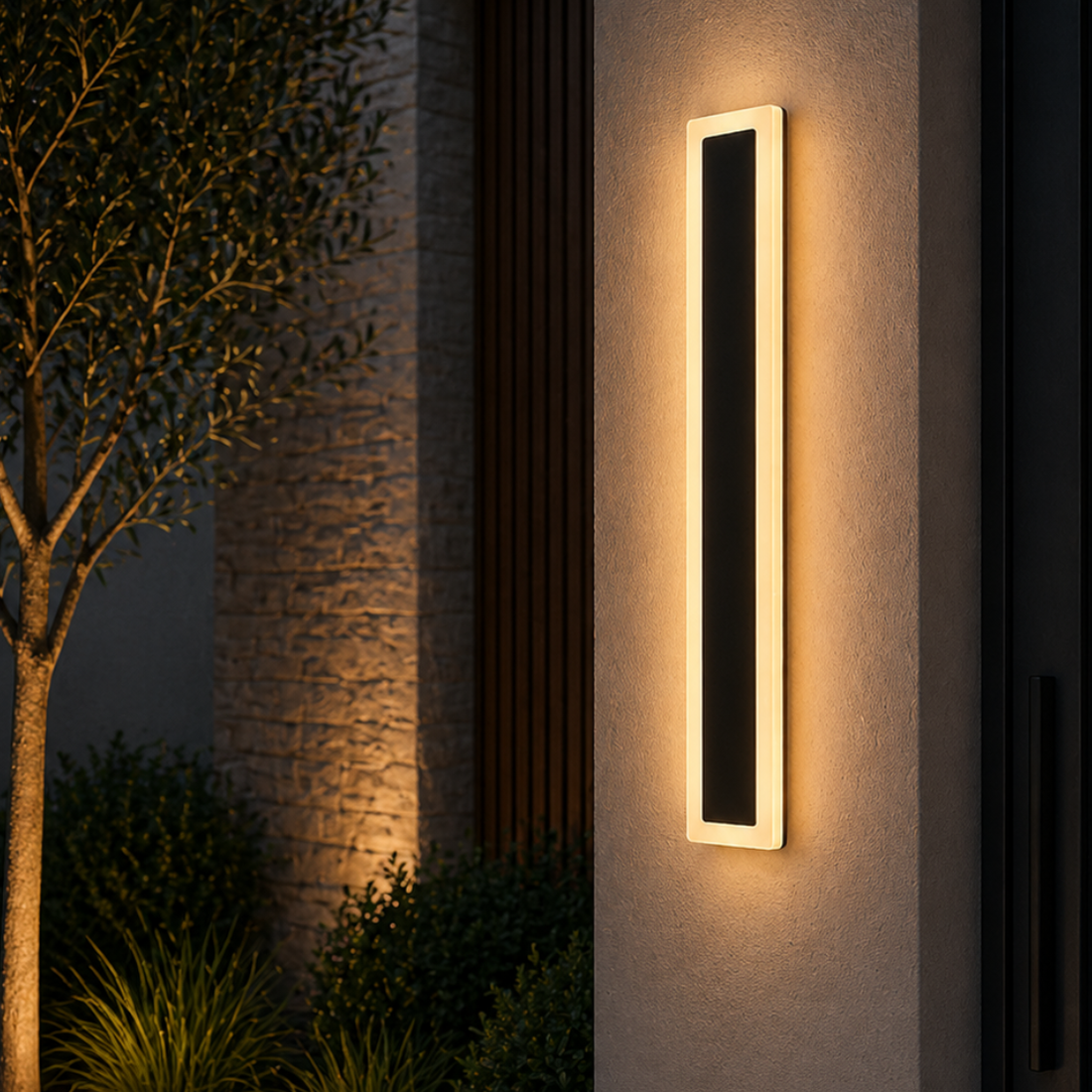 Aplica exterior, 25W, lumina calda 3000K, 900×80×41 mm, design modern negru mat