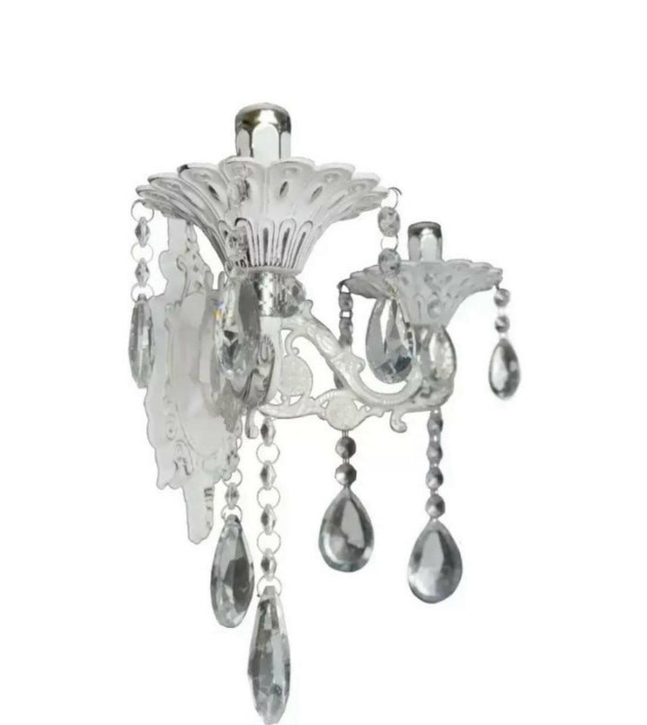 Aplica de perete dublă, stil vintage, 2 becuri E27 , design ornamental clasic +cristale BJ2277/2WH