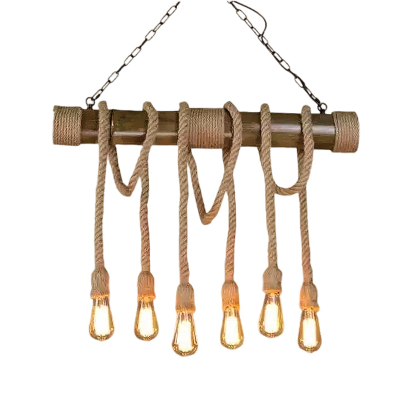 Pendul rustic cu 6 becuri, Ø800×H800 mm, E27 max 60W, fără telecomandă, C023/6