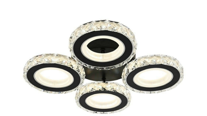 LUSTRA LED 19373/4BK+CR CU TELECOMANDĂ, 96W, LUMINĂ REGLABILĂ 3000–6500K, DESIGN MODERN ALB ȘI CROM